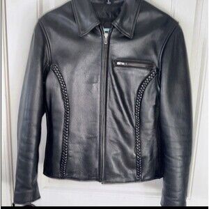 First Gear Classic Leather Lined Jacket Women’s Size Small S Motorcycle Biker